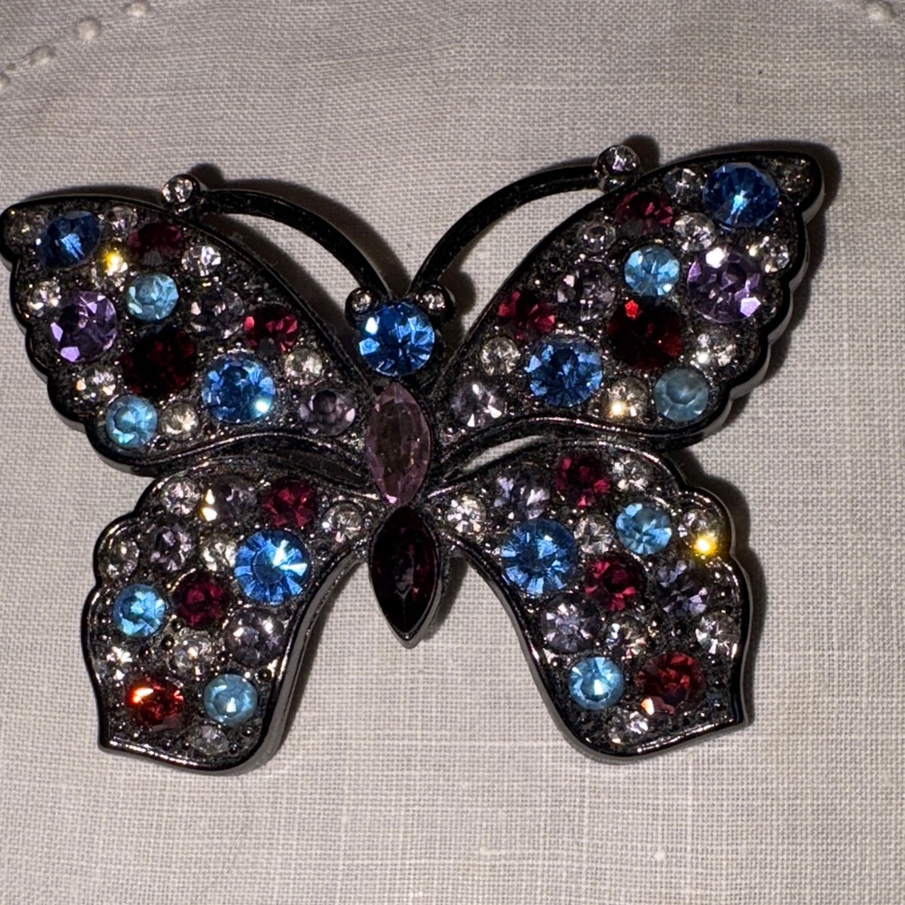 Vintage MONET Colorful Rhinestone Butterfly Brooch